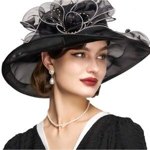 Elegant Black Women's Hat with Floral Accent